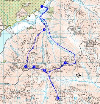 Route up Ben Starav - 19km, 1985 metres ascent - 9.5 hours