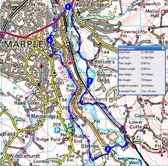 Map of route from Marple Bridge