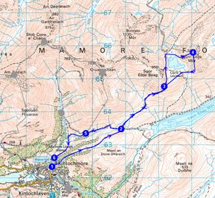 Our route up Sgurr Eilde Mor - 14km, 1154 metres ascent, 6.5 hours