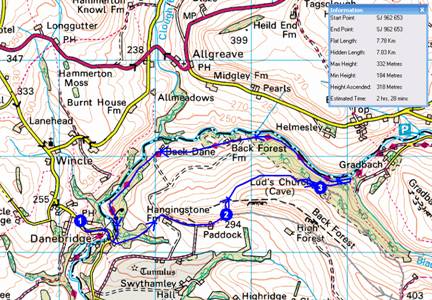 Map of route from Wincle