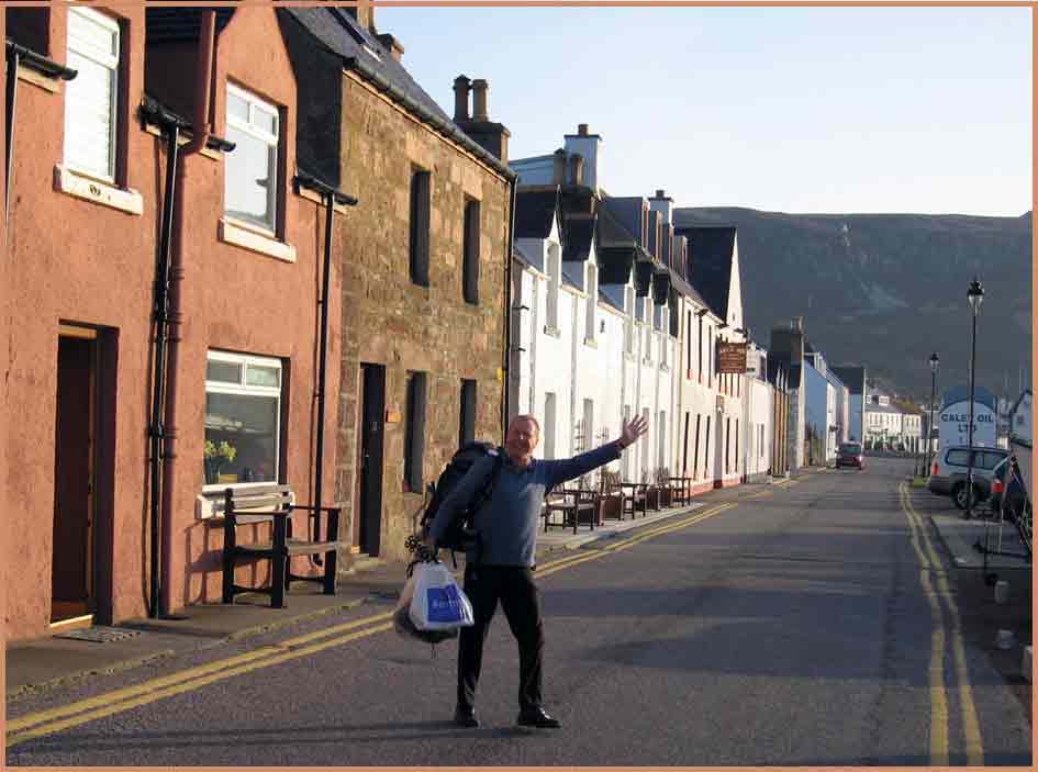 Dave dashes out of Tigh na Mara to catch the 'bus'.  But has he got his socks?
