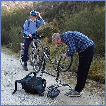 Mechanical genius (Philip) at work whilst Sue tries to extract a fly from her helmet?