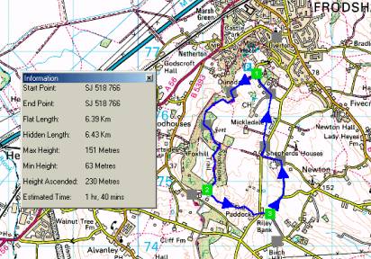 Overview of 4 mile route