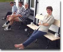 Tea outside Lizard youth hostel