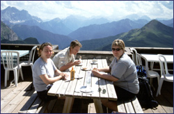 Claire, Mary, Gail at a strudel stop