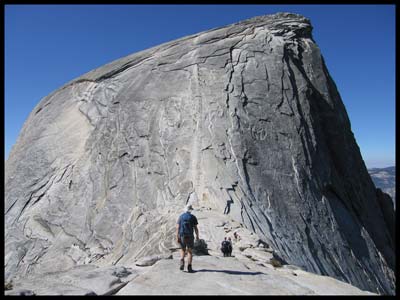 The final steep 110 metre ascent up the dome - the dots are people