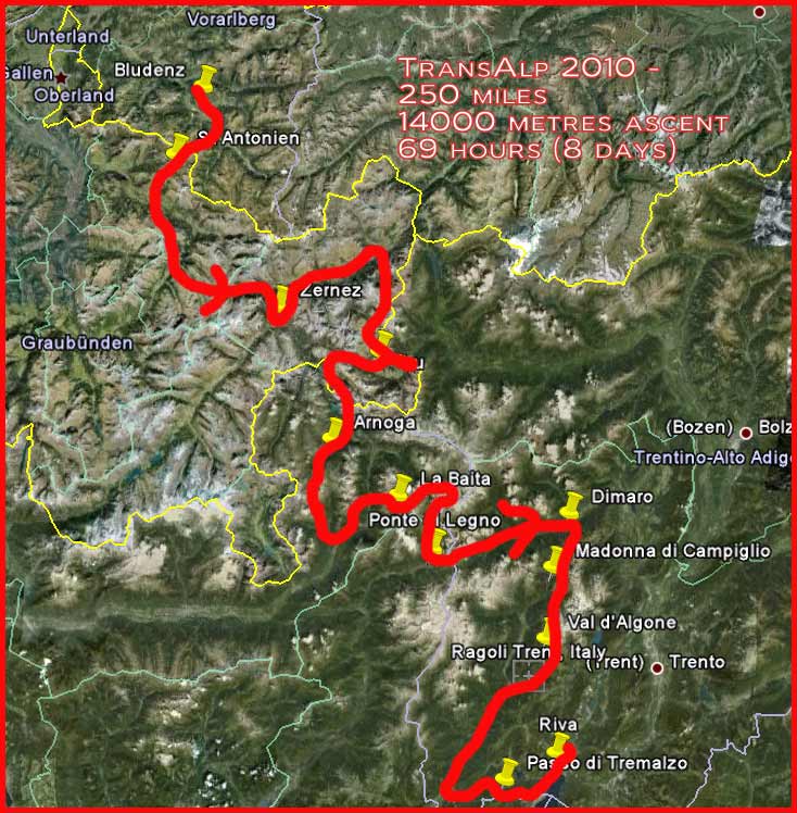 TransAlp 2010 - the route