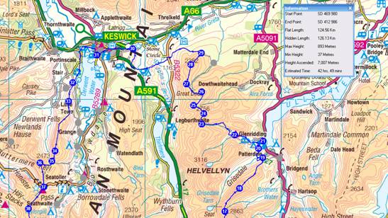Map of backpacking route