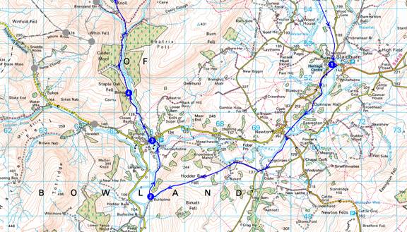 Map of long circuit from Slaidburn
