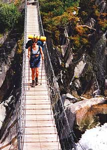 Bridge over torrent from the Glacier de Bionassay