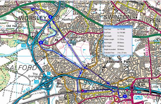 Map of Worsley Woods circuit from Eccles